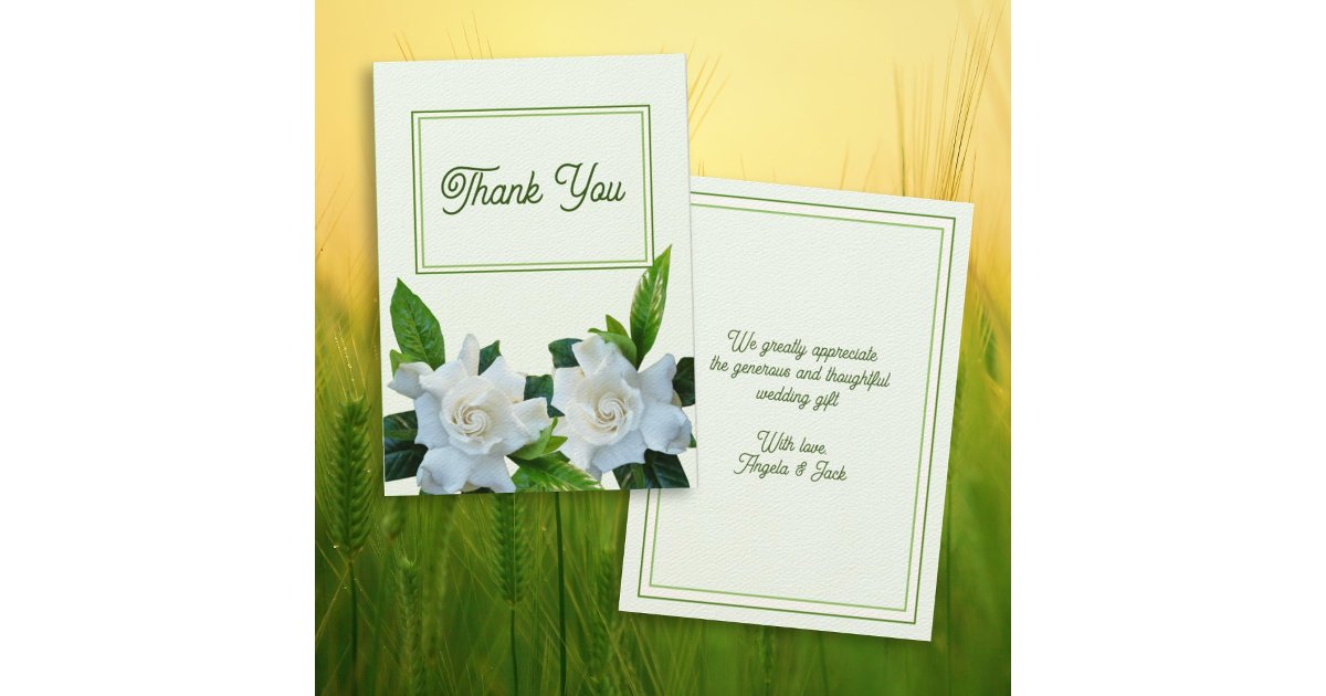 Gardenia Flowers Thank You Message Cards | Zazzle