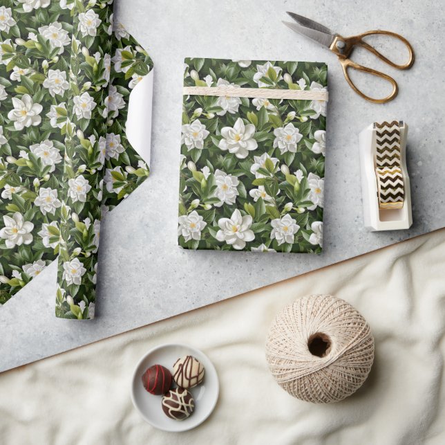 Gardenia Flowers Wrapping Paper (Crafts)