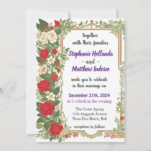 Gardenia Love Joy Everlasting Commitment Wedding  Invitation
