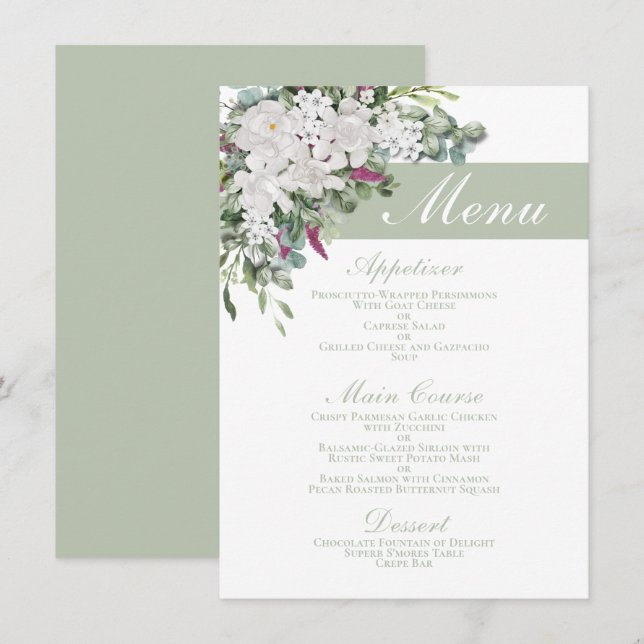 Gardenia / Snapdragon 4.5" x 6.25" Sage Menu (Front/Back)