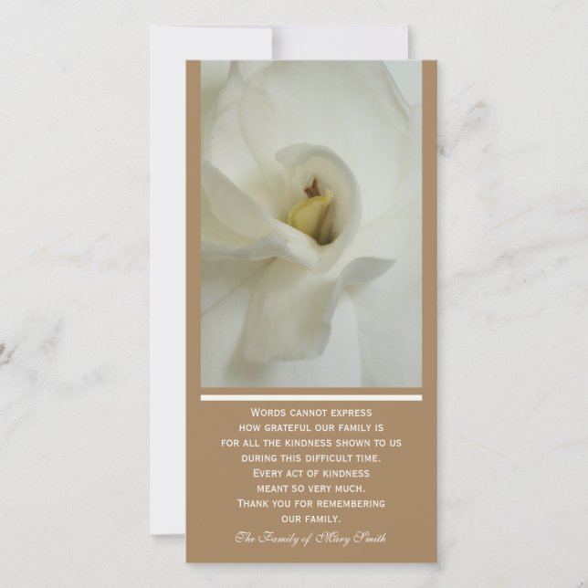 Gardenia Sympathy Thank You Invitation Card (Front)