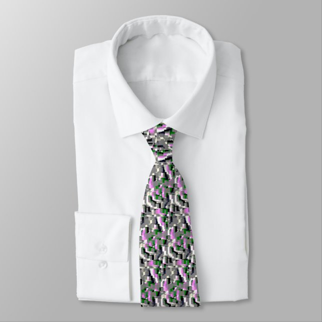 "Gardenias" Geometric Art Tie (Tied)