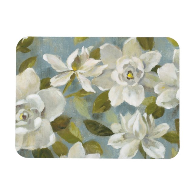 Gardenias on Slate Blue Magnet (Horizontal)