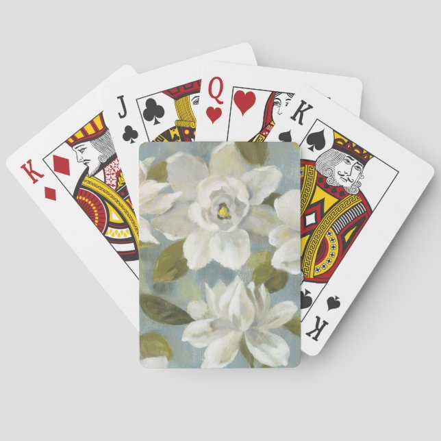 Gardenias on Slate Blue Poker Cards (Back)