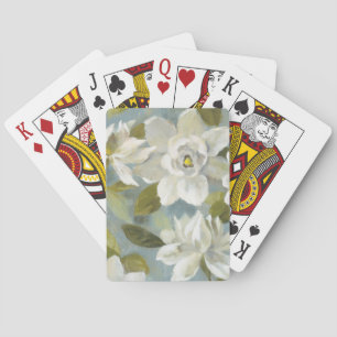 Gardenias on Slate Blue Poker Cards