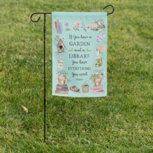 Gardening and Library Quote Floral Garden Flag