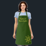 Gardening apron, pretty, green, simple, your words apron<br><div class="desc">A very simple floral adds a feminine touch to this green-earth gardening apron. Customize it to your own name and/or garden's name. Machine washable. We have a headband and bandana that matches this garden apron. The bandana allows you to type in your monogram, initials, or other letters of your choice...</div>