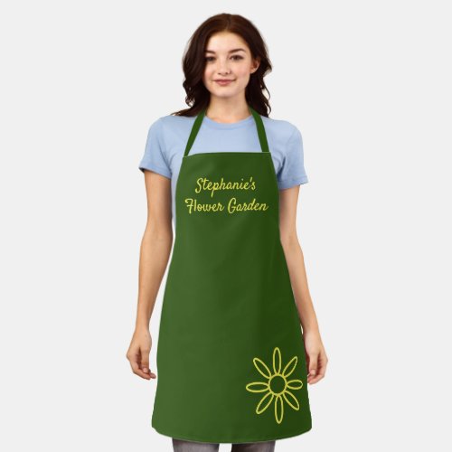 Gardening apron pretty green simple your words apron