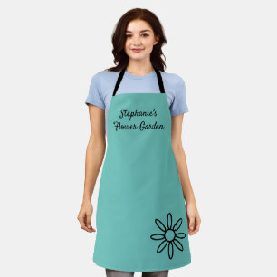 Gardening apron, pretty, teal, simple, your words apron