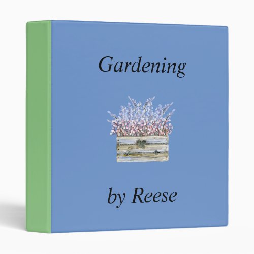 Gardening Binder with Flowers in Blue  Green