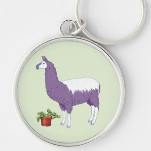 Gardening Cactus Plant Llama Keychain