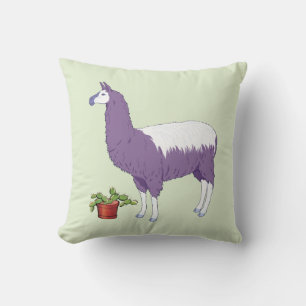 Gardening Cactus Plant Llama Throw Pillow