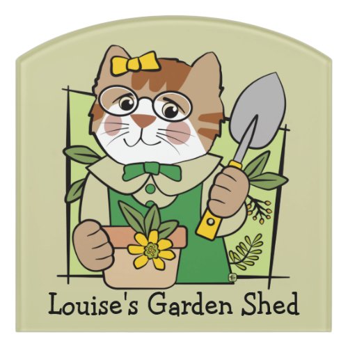 Gardening Cat Garden Shed Door Sign