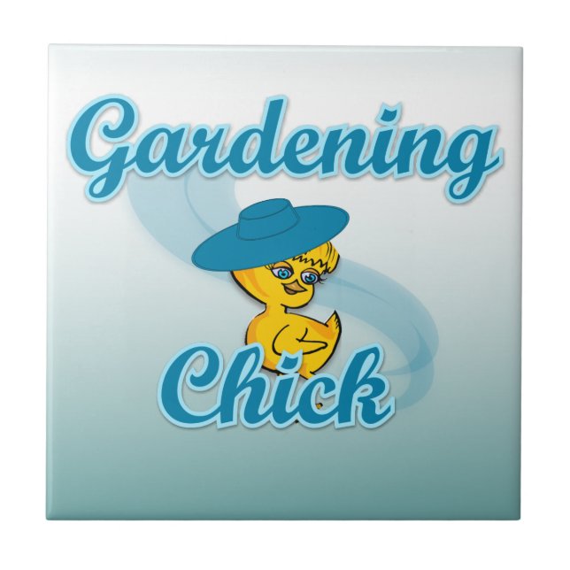 Gardening Chick #3 Ceramic Tile (Front)