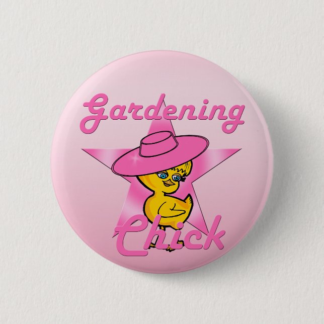 Gardening Chick #8 Button (Front)