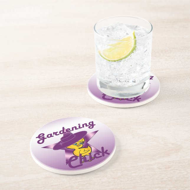 Gardening Chick #9 Sandstone Coaster (Side)