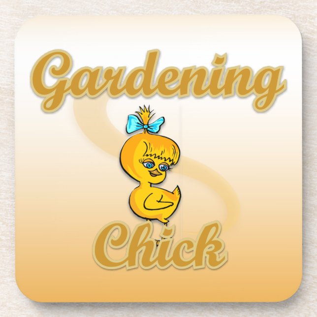 Gardening Chick Beverage Coaster (Front)