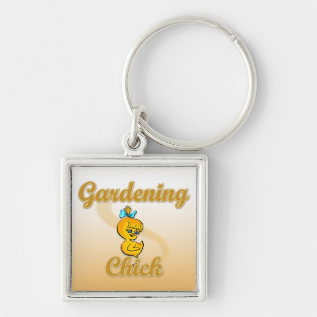 Gardening Chick Keychain (Front)