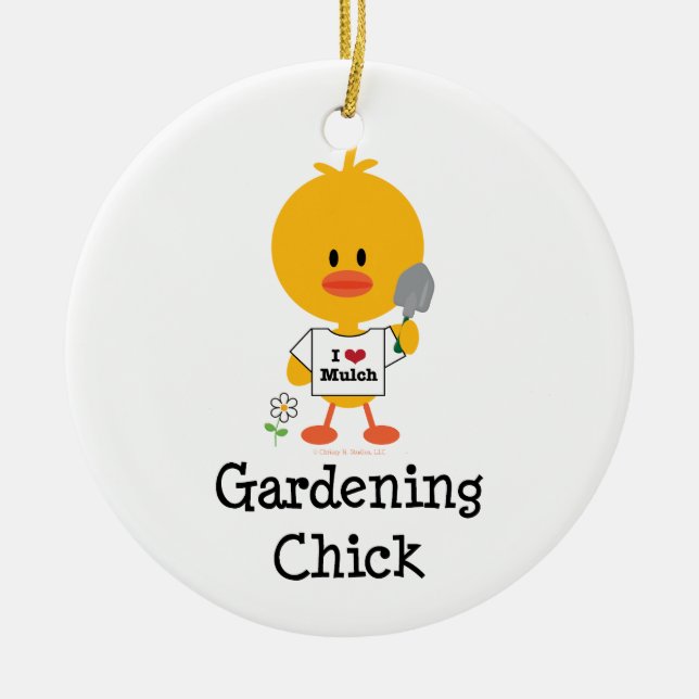 Gardening Chick Ornament (Front)