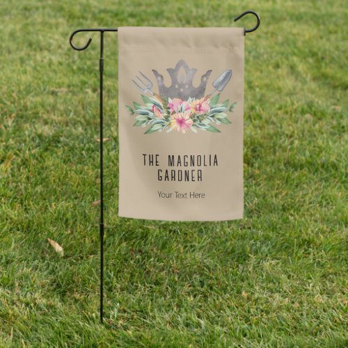 Gardening Crown Boho Chic Watercolor Tools Flowers Garden Flag