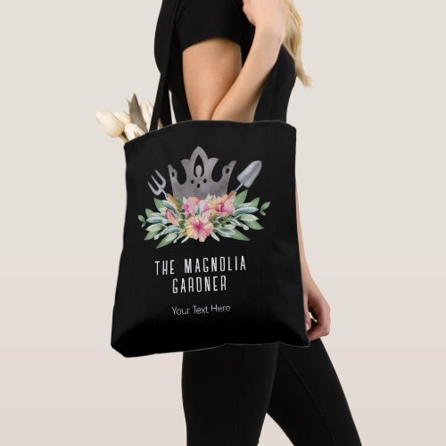 Gardening Crown Boho Chic Watercolor Tools Flowers Tote Bag