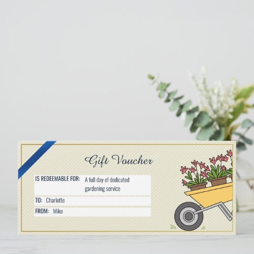 Gardening Custom Birthday Gift Voucher Card