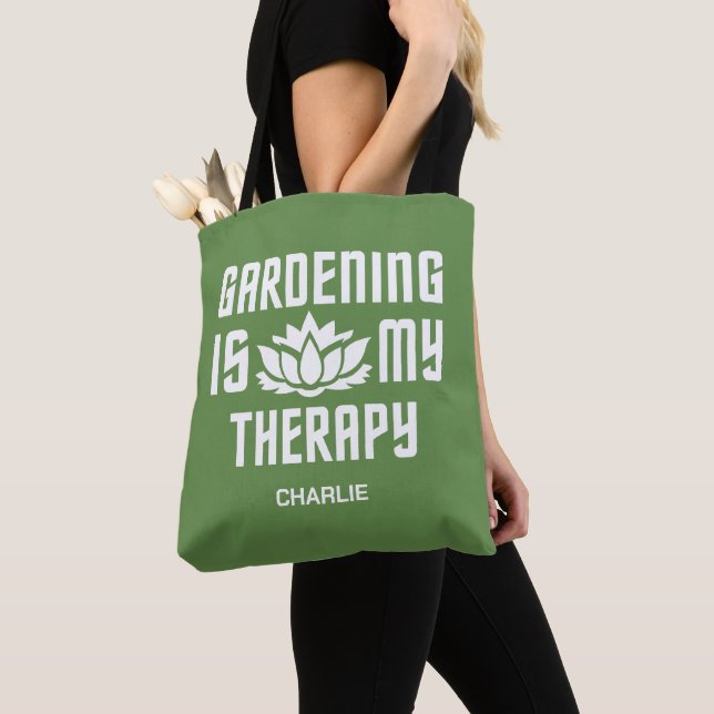 Gardening custom name & color tote bag (Close Up)