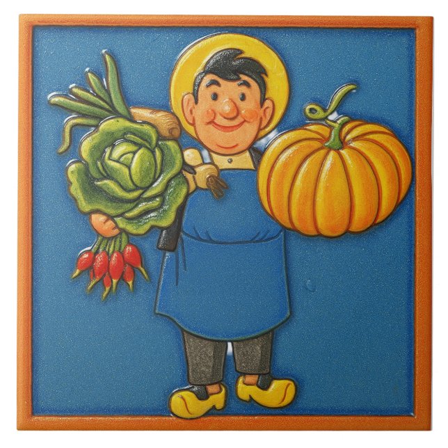 Gardening Design Ceramic Tile (Front)