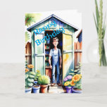 Gardening Enthusiasts Happy Birthday Card<br><div class="desc">Know a guy who's a gardening guru? We've got the perfect birthday card to make his day bloom! It features a rustic gardening shed surrounded by vibrant flowers and potted plants on the front. It's like a manly oasis for the garden enthusiast! Open it up, and you'll find a watercolor...</div>