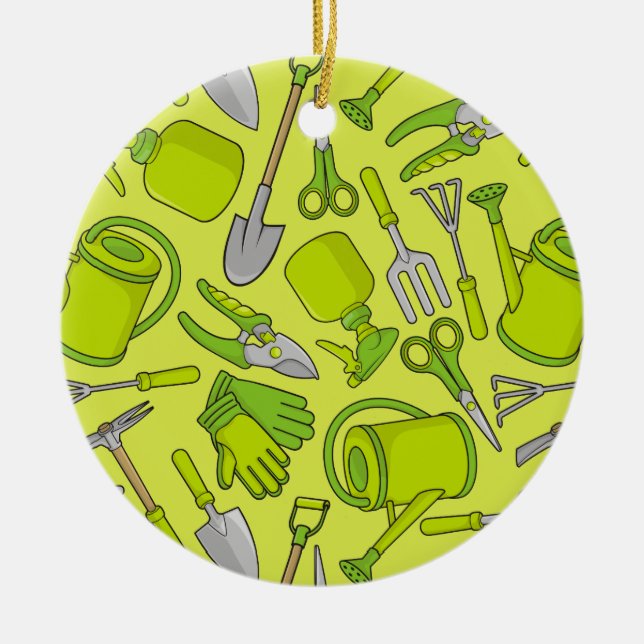 Gardening Icons Ceramic Ornament (Front)