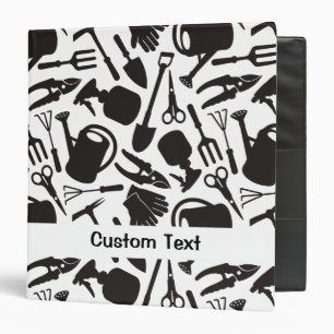 Gardening Icons Silhouettes 3 Ring Binder