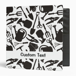 Gardening Icons Silhouettes 3 Ring Binder