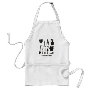 Gardening Icons Silhouettes Adult Apron