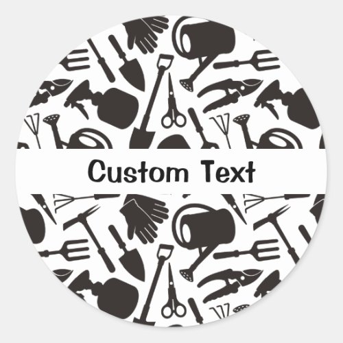 Gardening Icons Silhouettes Classic Round Sticker