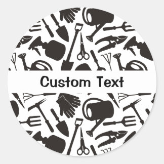 Gardening Icons Silhouettes Classic Round Sticker