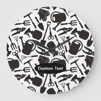 Gardening Icons Silhouettes Large Clock