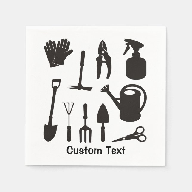 Gardening Icons Silhouettes Napkins (Front)