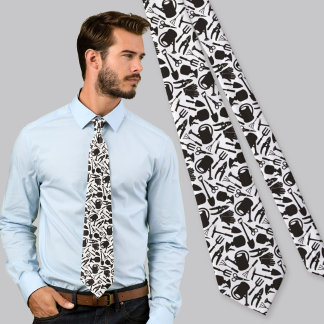 Gardening Icons Silhouettes Neck Tie