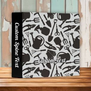 Gardening Icons Silhouettes Pattern 3 Ring Binder