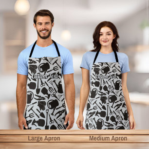 Gardening Icons Silhouettes Pattern Apron