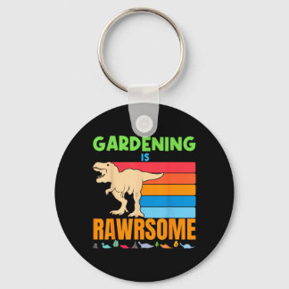 Gardening Is Awesome Gardener Dinosaur Gift Boys Keychain