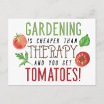 Gardening is better than therapy typography postcard