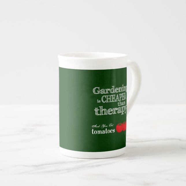 Gardening is Cheaper than Therapy... Bone China Mug (Front Right)