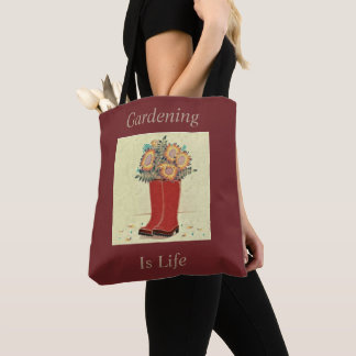 "Gardening Is Life" Red Tote Bag