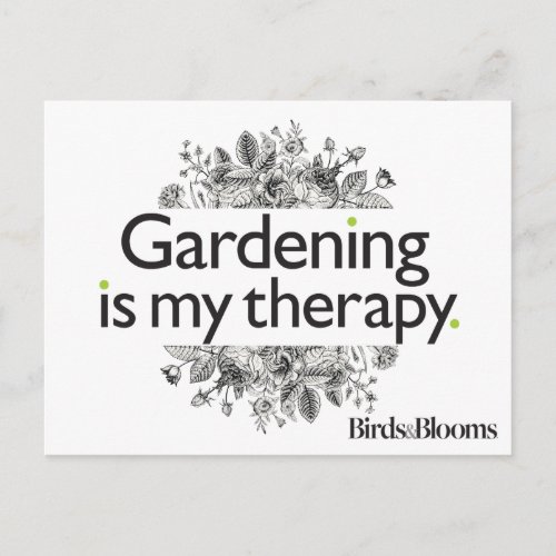Gardening is my therapy postcard