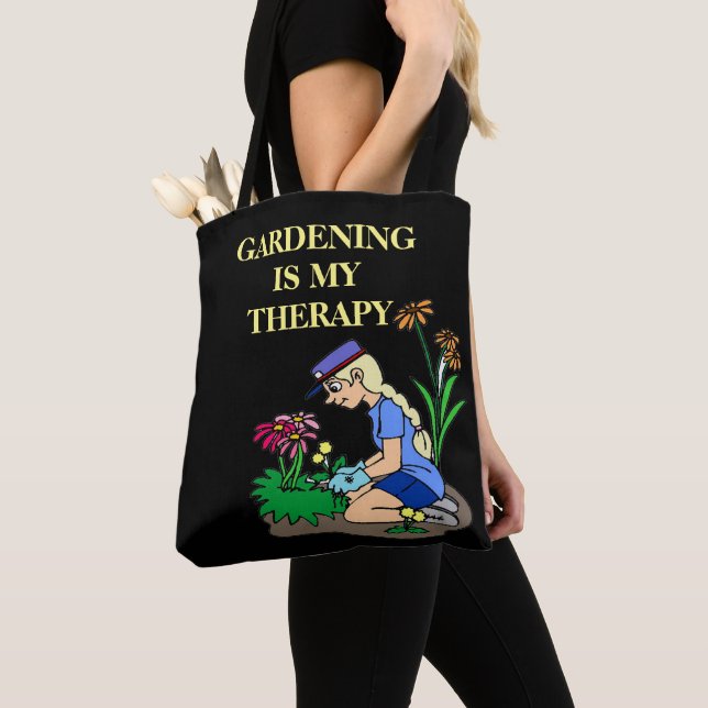Gardening is my therapy tote bag (Close Up)