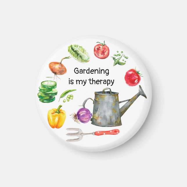 Gardening is my therapy vegetables  watering pot   magnet (Front)