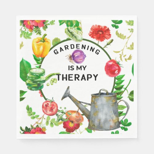 Gardening is my therapy vegetables  watering pot napkins