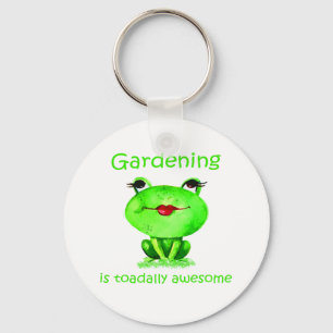 Gardening is Toadally Awesome Fun Toad Quote Keychain