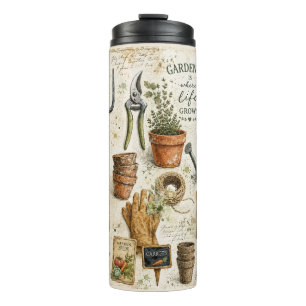 Gardening is Where Life Grows Cottagecore Retro Thermal Tumbler